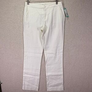 Lila Ryan‎ White Linen Blend Pants Straight Leg Casual Career Size 8